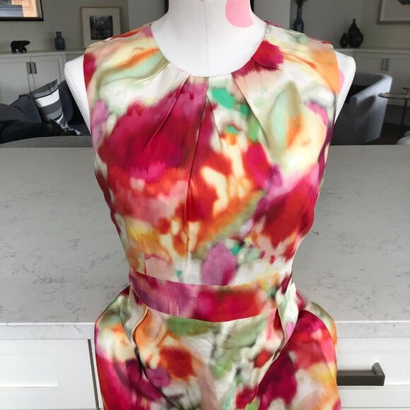 Kate Spade New York Floral Watercolor Sheath Midi Dress Viscose Pastel Sz 4 NWOT - Picture 14 of 14
